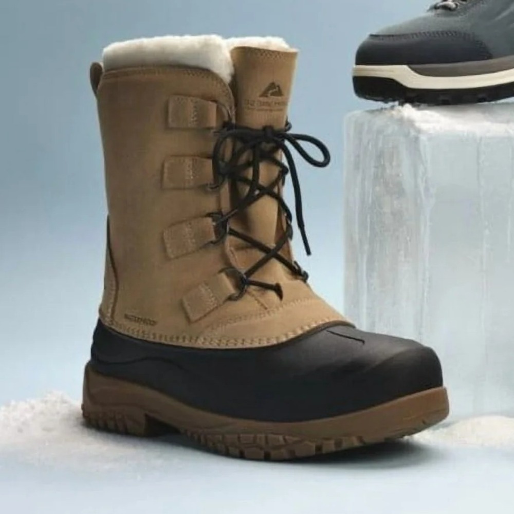 Ozark Trail Winter Boots‎ Mens 8 Waterproof 400g Thinsulate Suede Tan Black